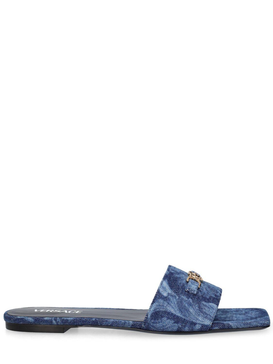 Denim Mule Flats In Blue Product Image