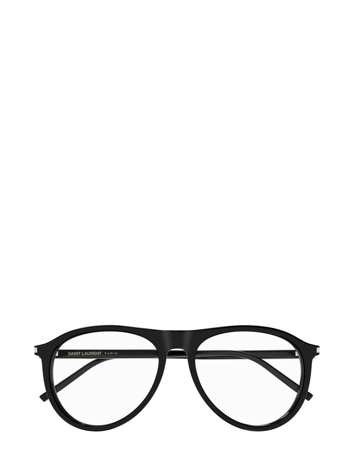 SAINT LAURENT Aviator Frame Glasses In 001 Black Black Transpare Product Image