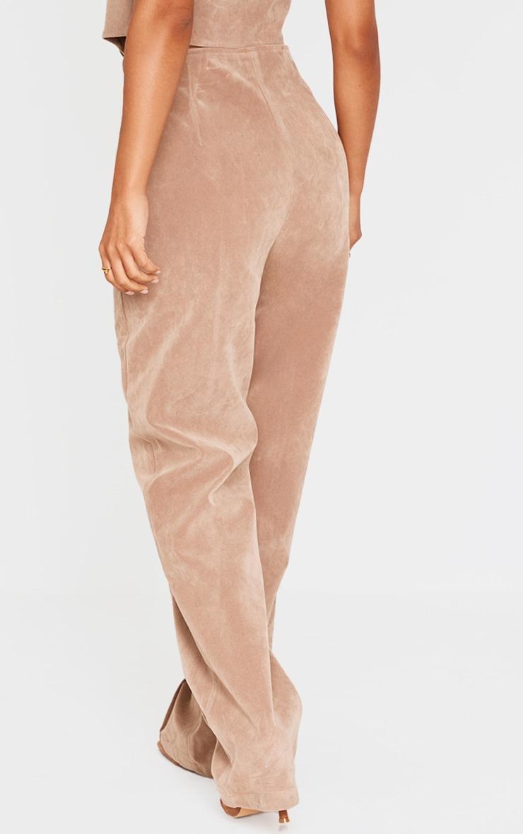 Petite Taupe Suede Lace Up Wide Leg Pants Product Image