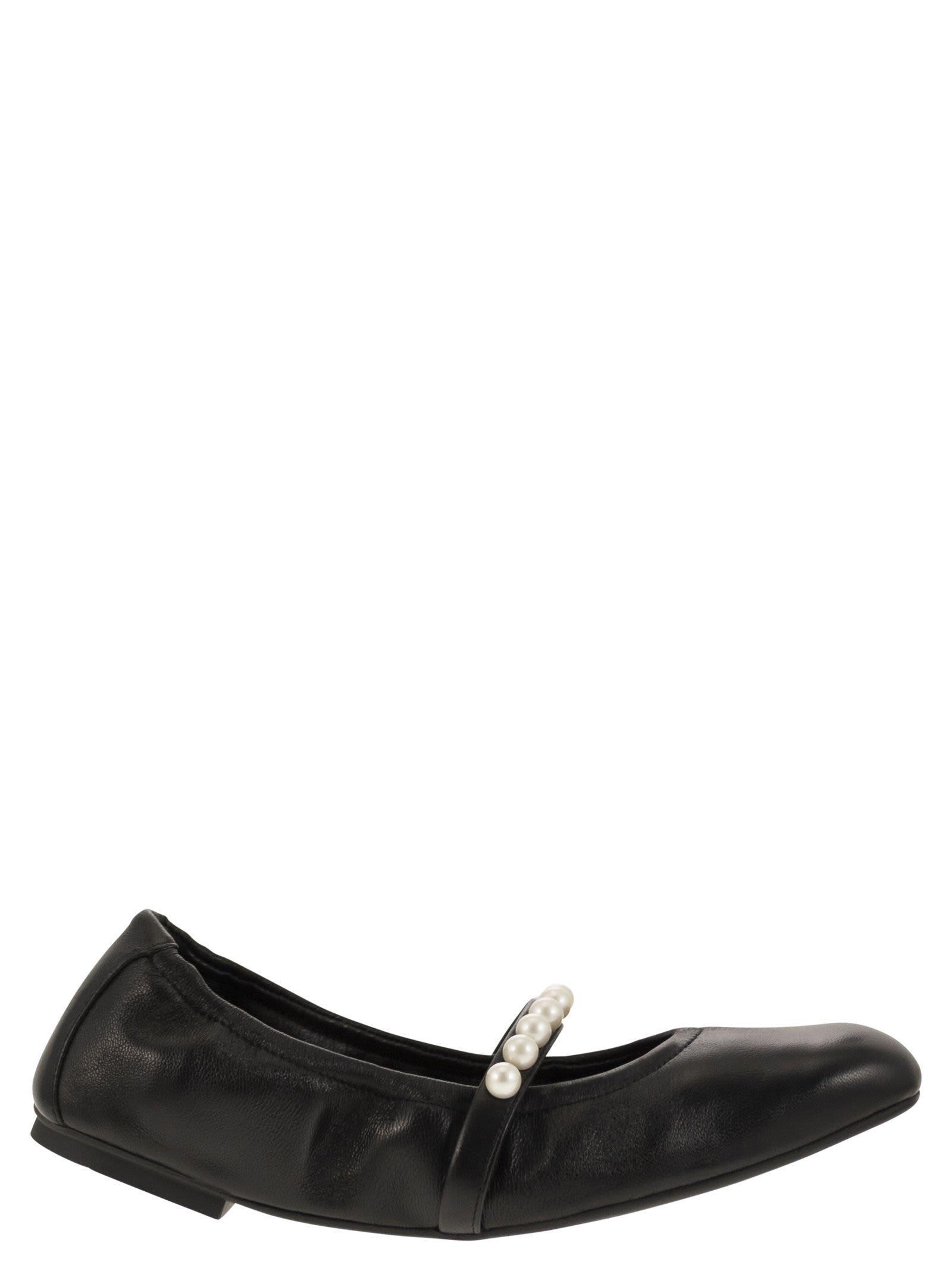 STUART WEITZMAN Goldie Pearly Stud Ballerina Flats In Black Product Image