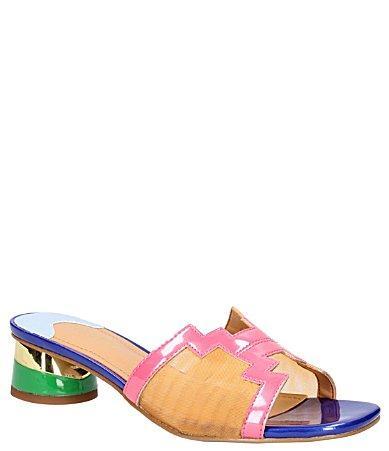 J. Renee Amorra Rainbow Patent Leather Mesh Slide Sandals Product Image