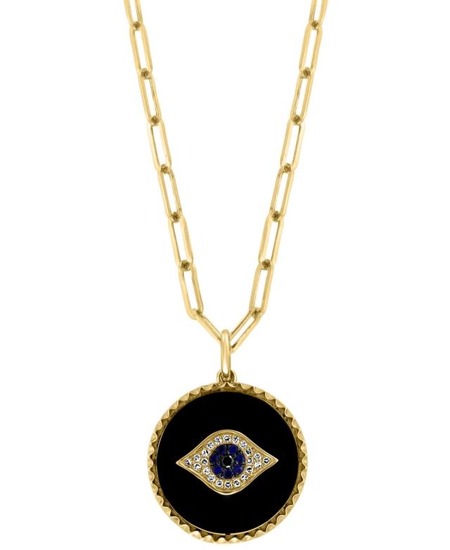 Effy Onyx, Sapphire (1/20 ct. t.w.) & Diamond (1/10 ct. t.w.) Evil Eye 18 Pendant Necklace in 14k Gold Product Image