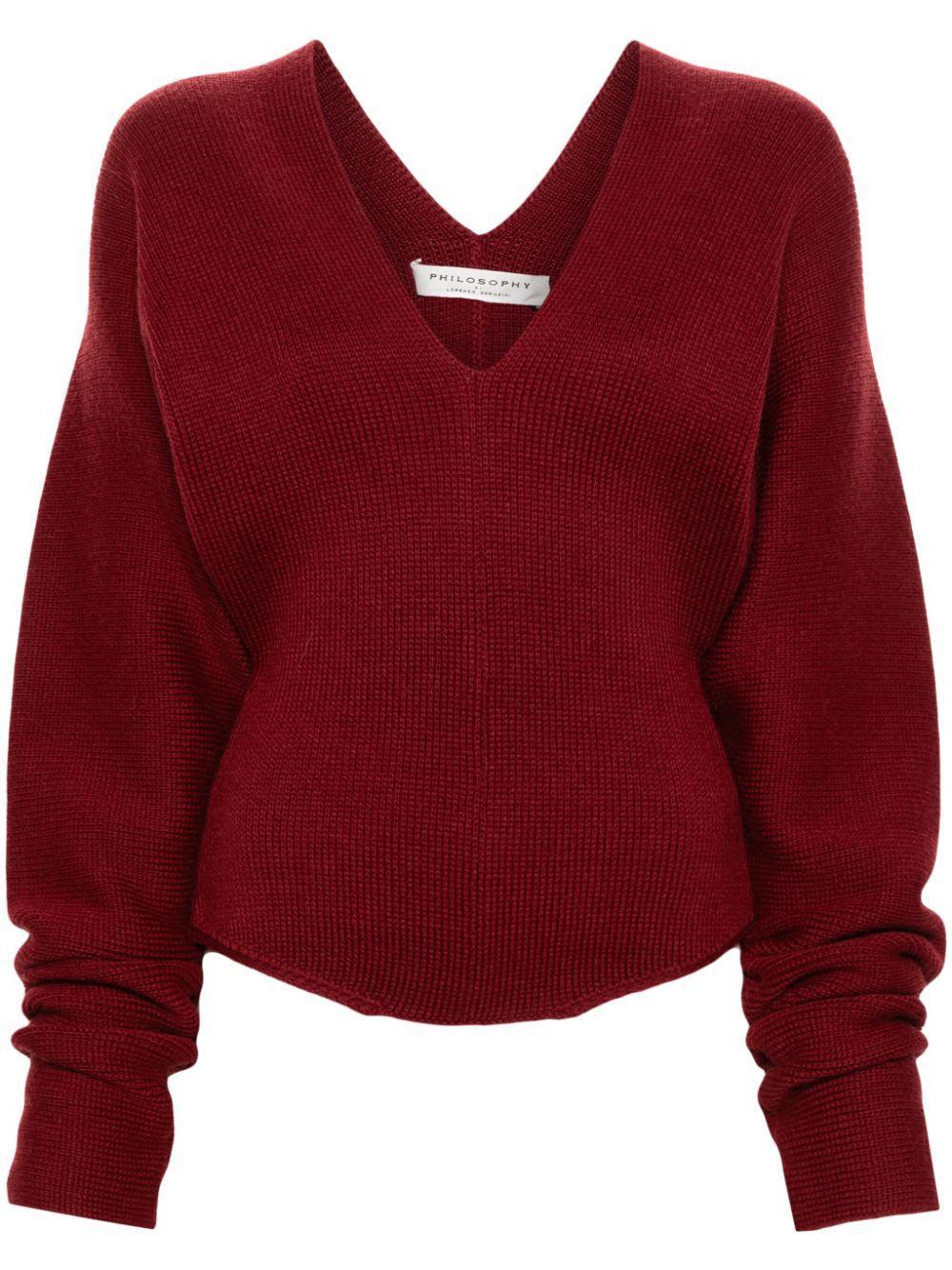 V-neck ribbed-knit jumper  Product Image