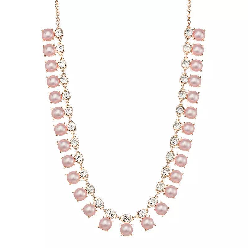 Youre Invited Rose Gold Tone Simulated Pink Pearl Collar Necklace, Womens Product Image