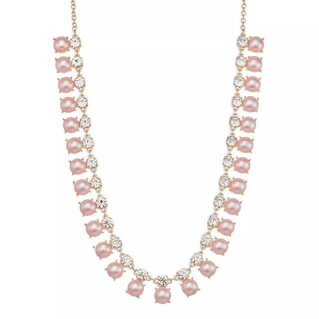 Youre Invited Rose Gold Tone Simulated Pink Pearl Collar Necklace, Womens Product Image