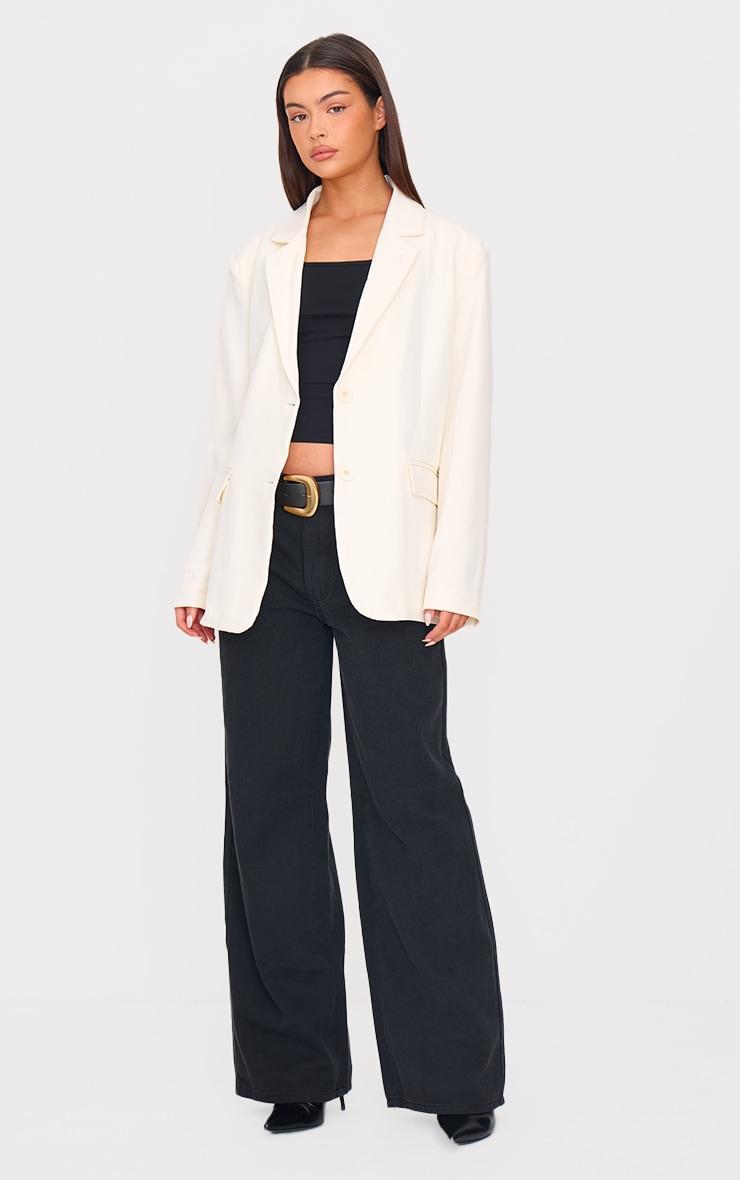 Ecru Seam Detail Structured Oversized Blazer Product Image