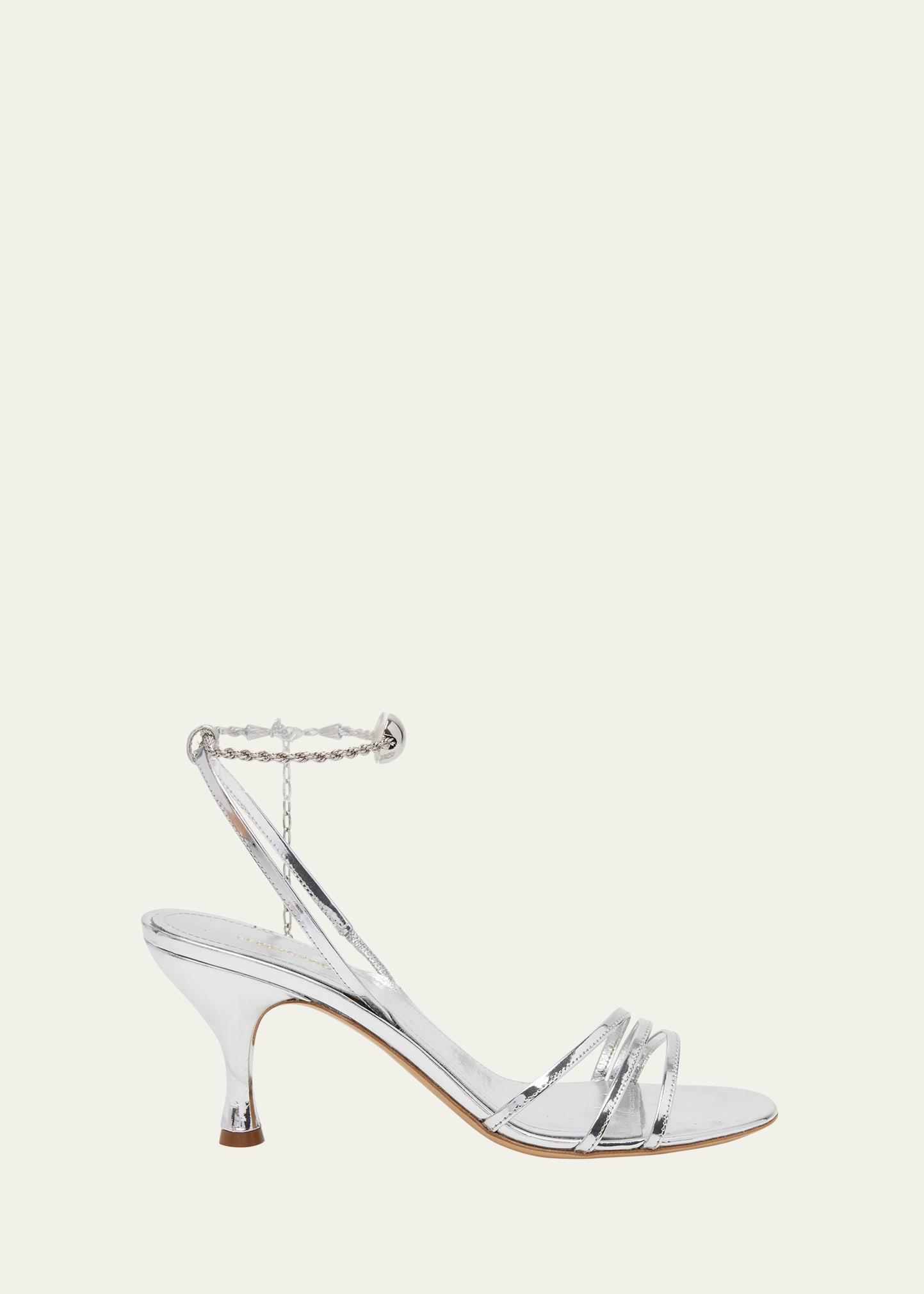 Denise Metallic Ankle-Chain Sandals product image