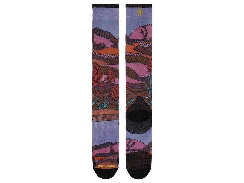 Smartwool Ski Zero Cushion Floral Field Print Over the Calf (Picante) Women's Crew Cut Socks Shoes Product Image