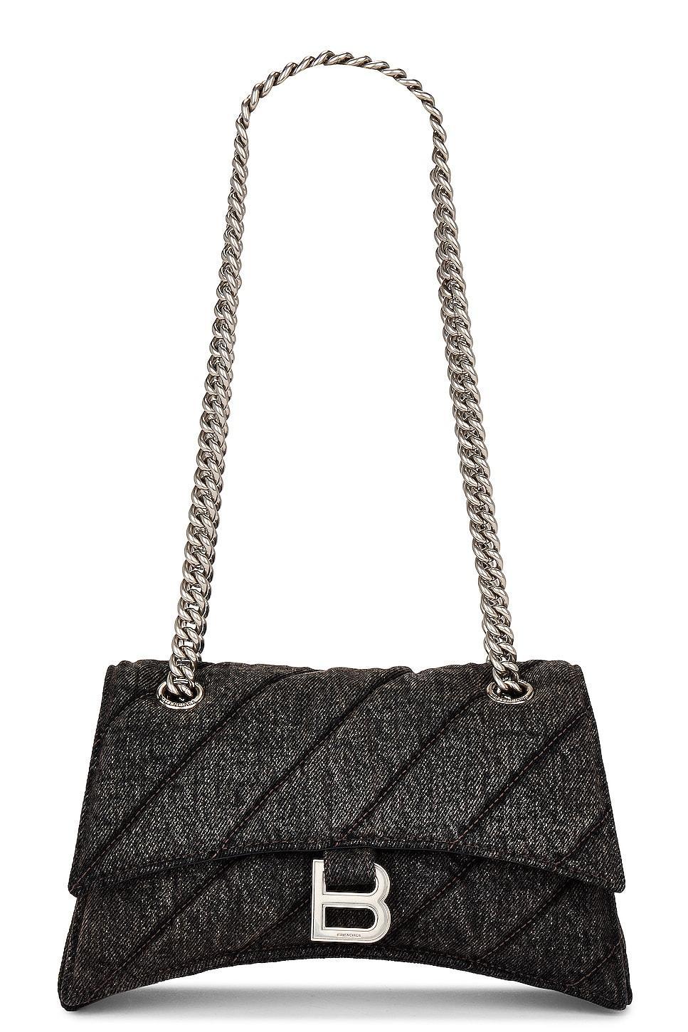 Balenciaga Small Crush Chain Bag In Charcoal Black in Charcoal Black - Black. Size all. Product Image