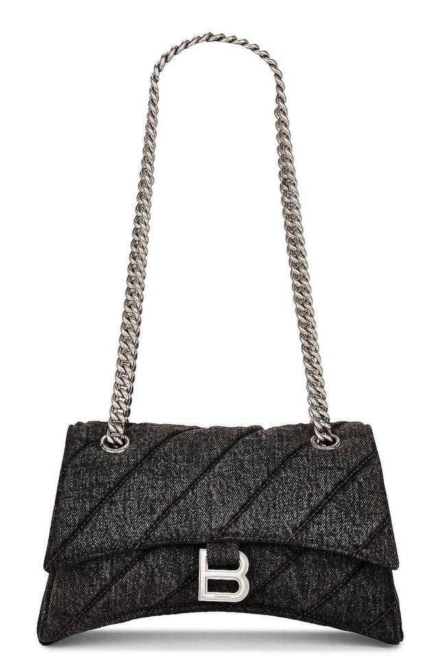 Balenciaga Small Crush Chain Bag In Charcoal Black Black.. Product Image