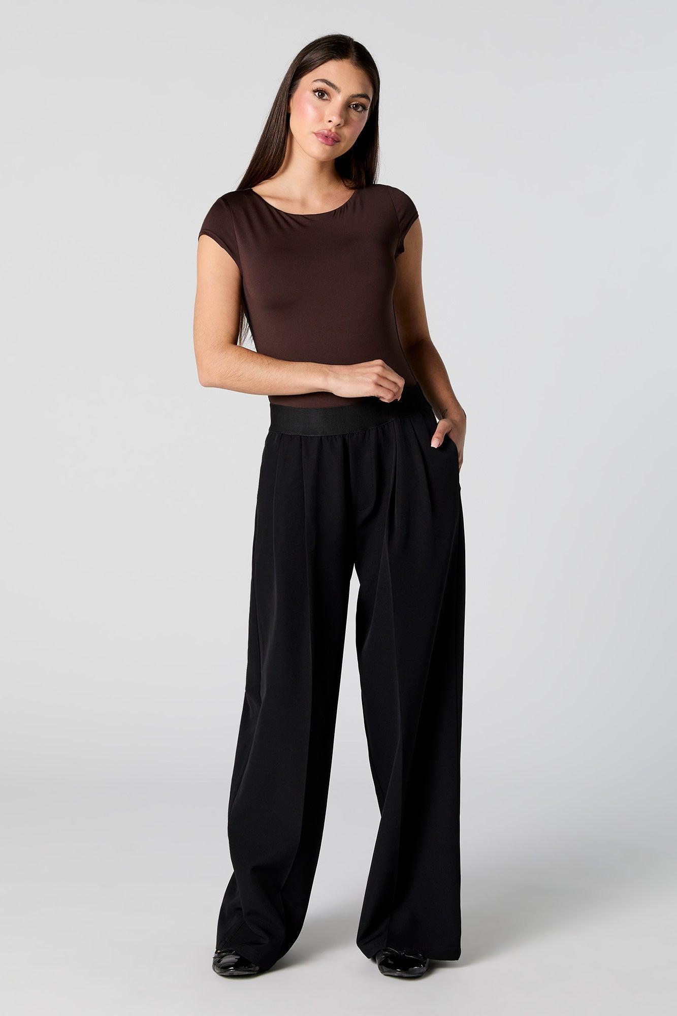 Elastic Waist Wide Leg Dress Pant Female Product Image