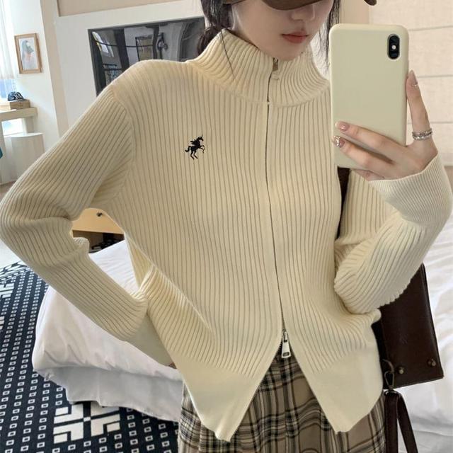 Mock Neck Zip-Up Cardigan Product Image