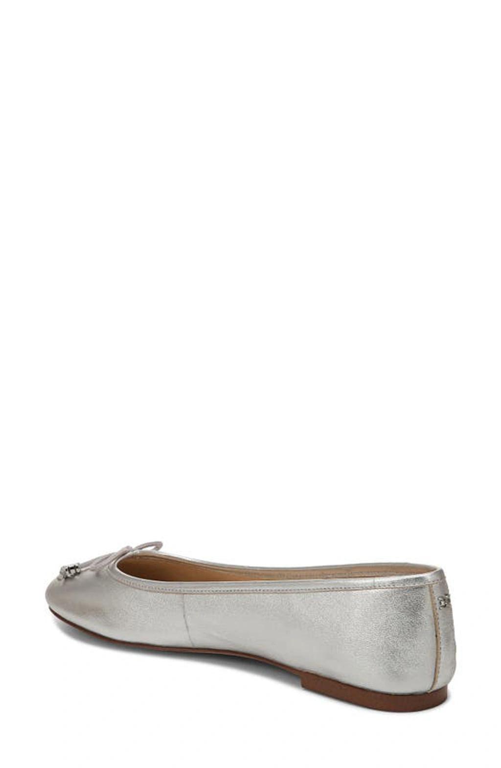 SAM EDELMAN Women's Felicia Luxe Emblem Bow Ballet Flats In Silver Product Image