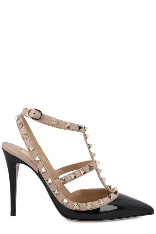 VALENTINO GARAVANI Rockstud Pointed Toe Caged Pumps In Black Product Image