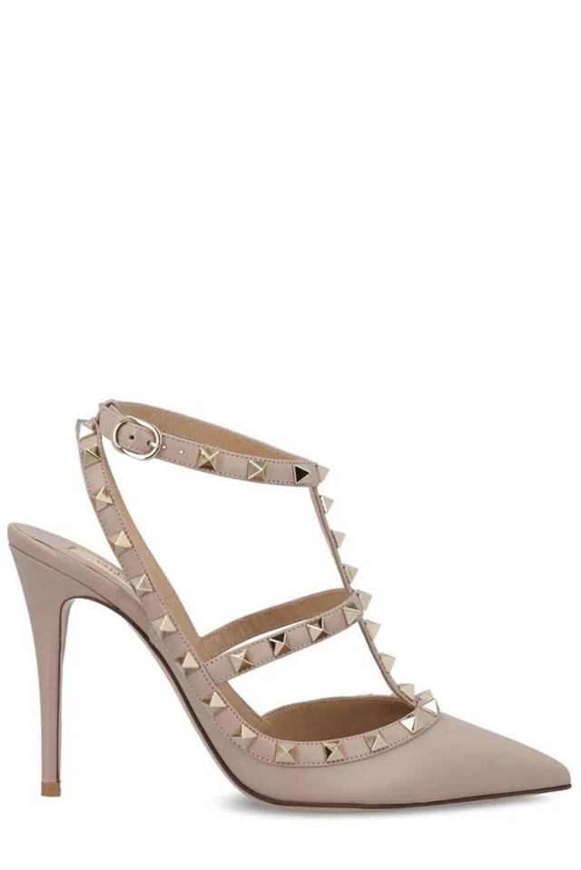 VALENTINO GARAVANI Rockstud Pointed Toe Caged Pumps In Pink Product Image