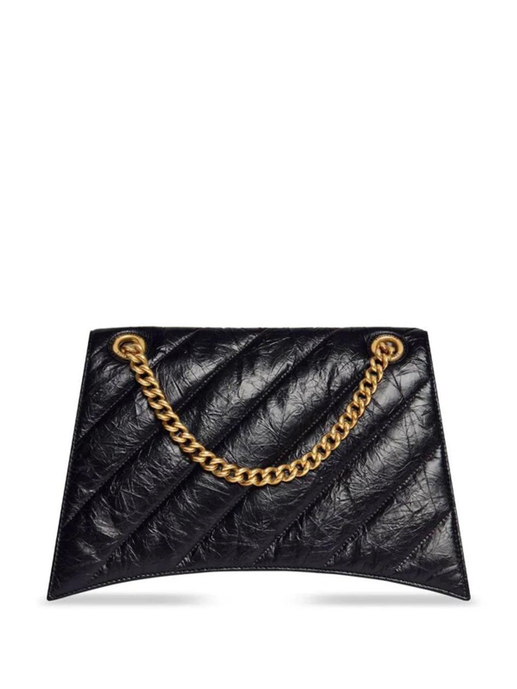 Crushed M Quilted Leather Bag In Black Product Image