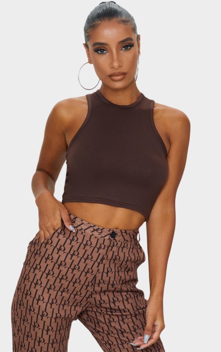 Basic Chocolate  Jersey Racerback Crop Top Product Image