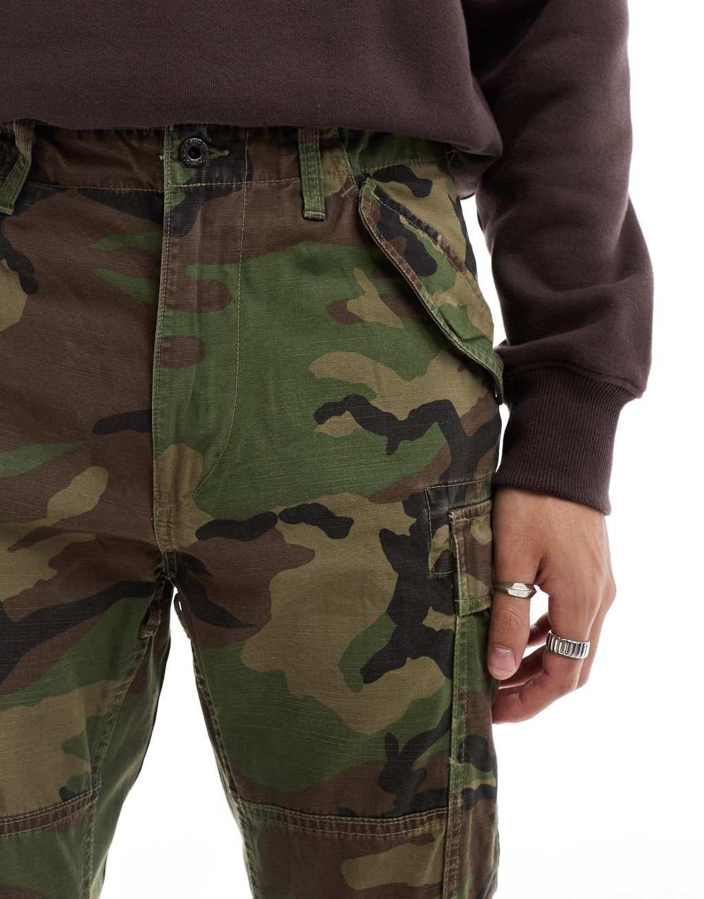 Polo Ralph Lauren surplus camo print slub canvas slim fit cargo pants in multi Product Image