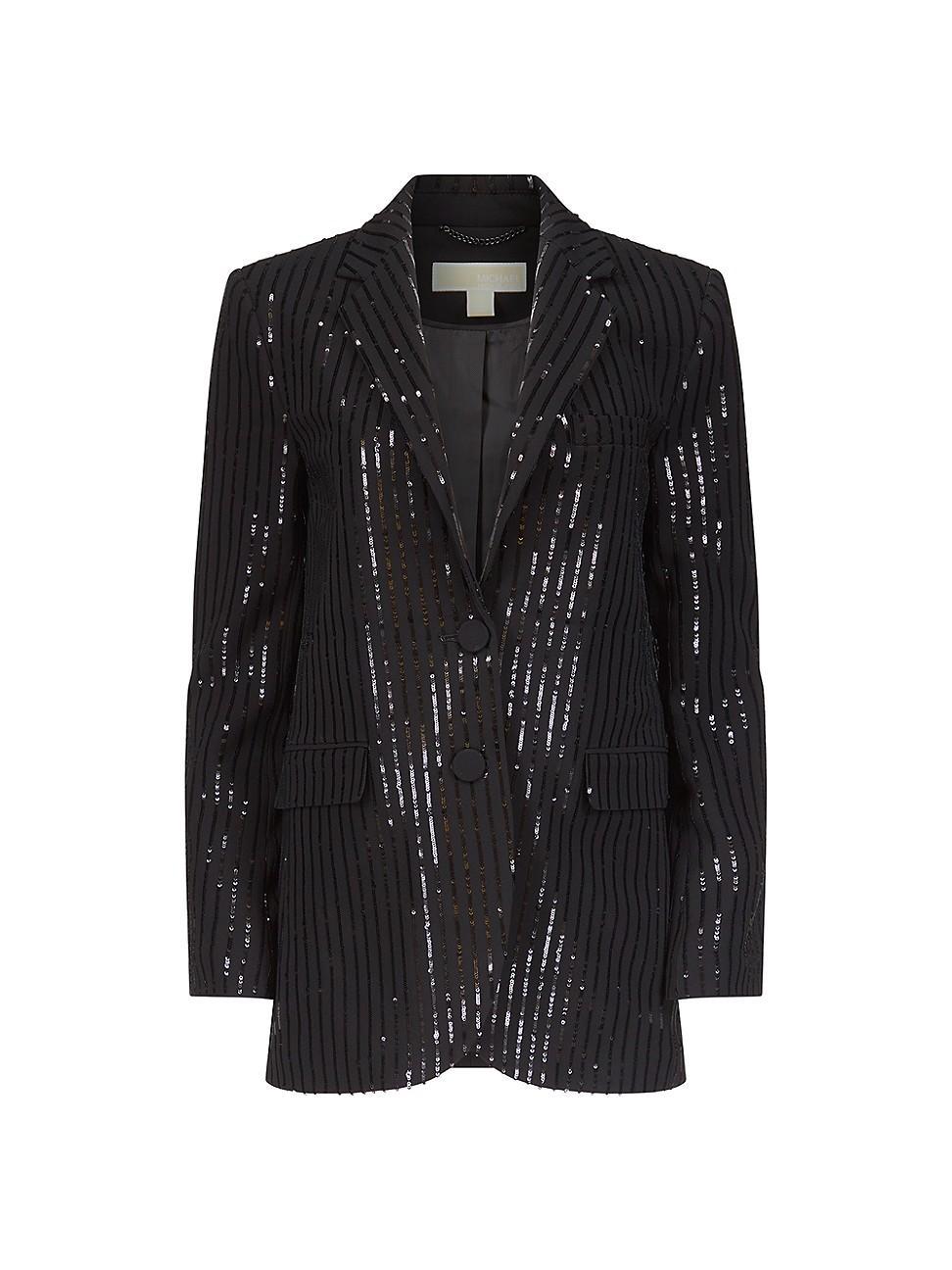 Womens Sequin Pinstriped Blazer Product Image