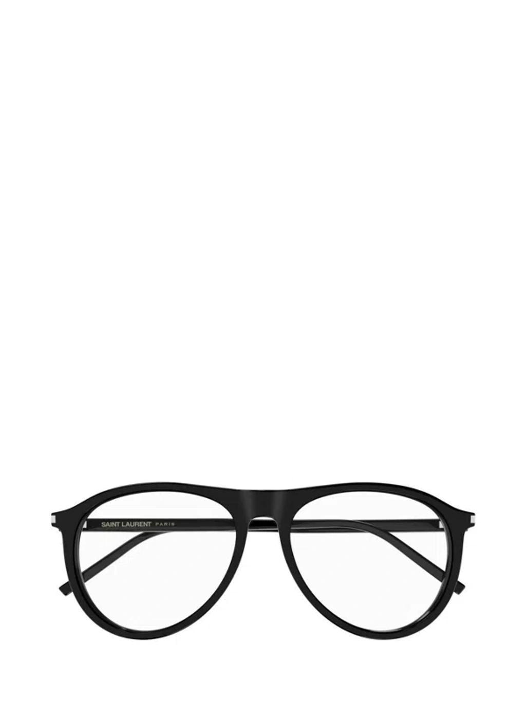 SAINT LAURENT Aviator Frame Glasses In 001 Black Black Transpare Product Image