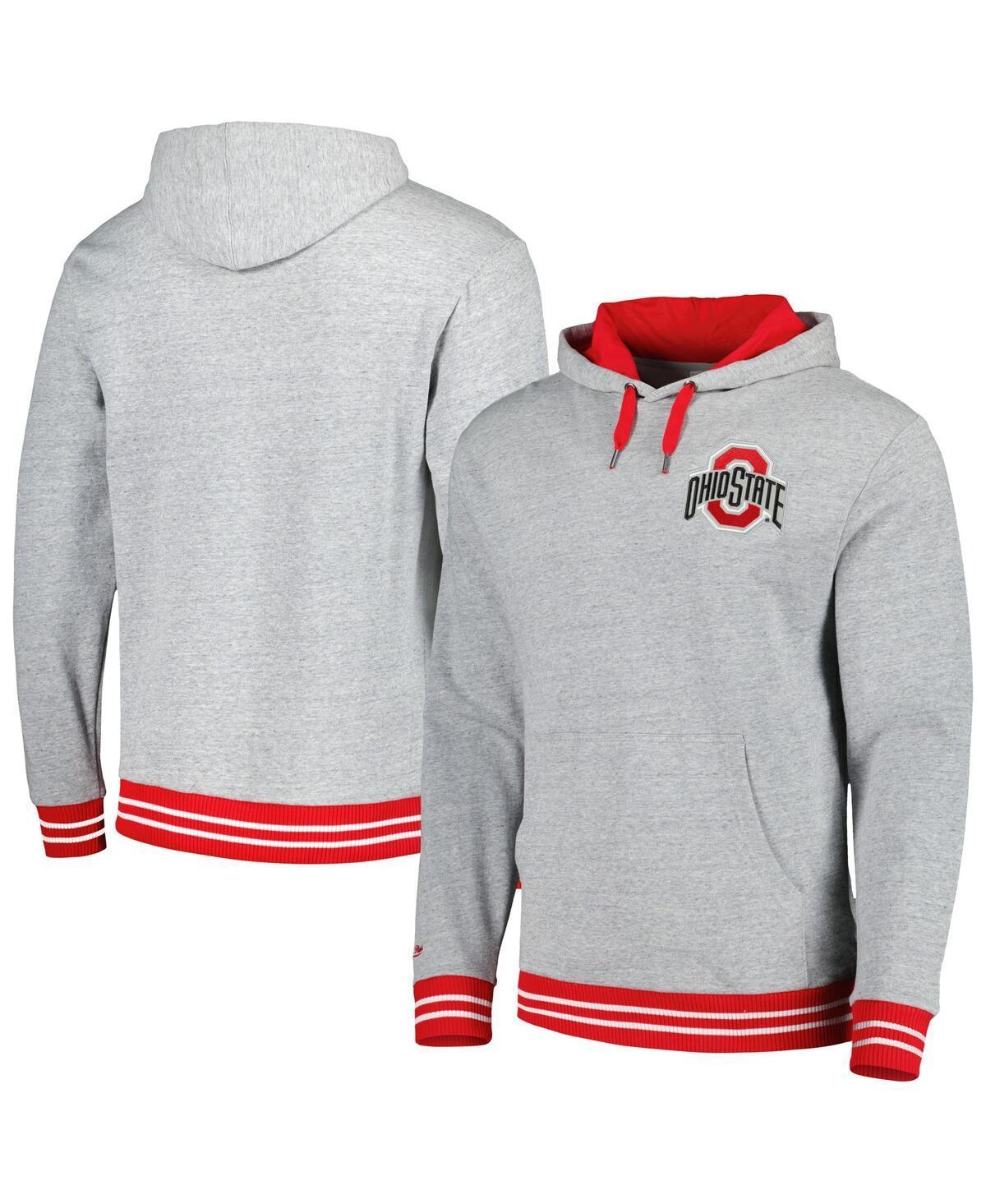 Mens Mitchell & Ness Heather Gray Ohio State Buckeyes Pullover Hoodie Product Image