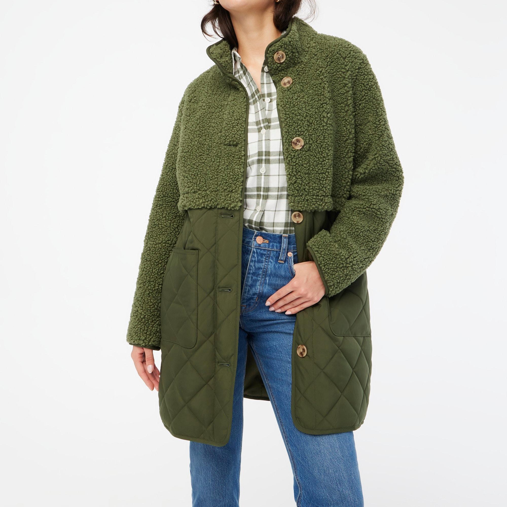 Mixed-media sherpa coat Product Image