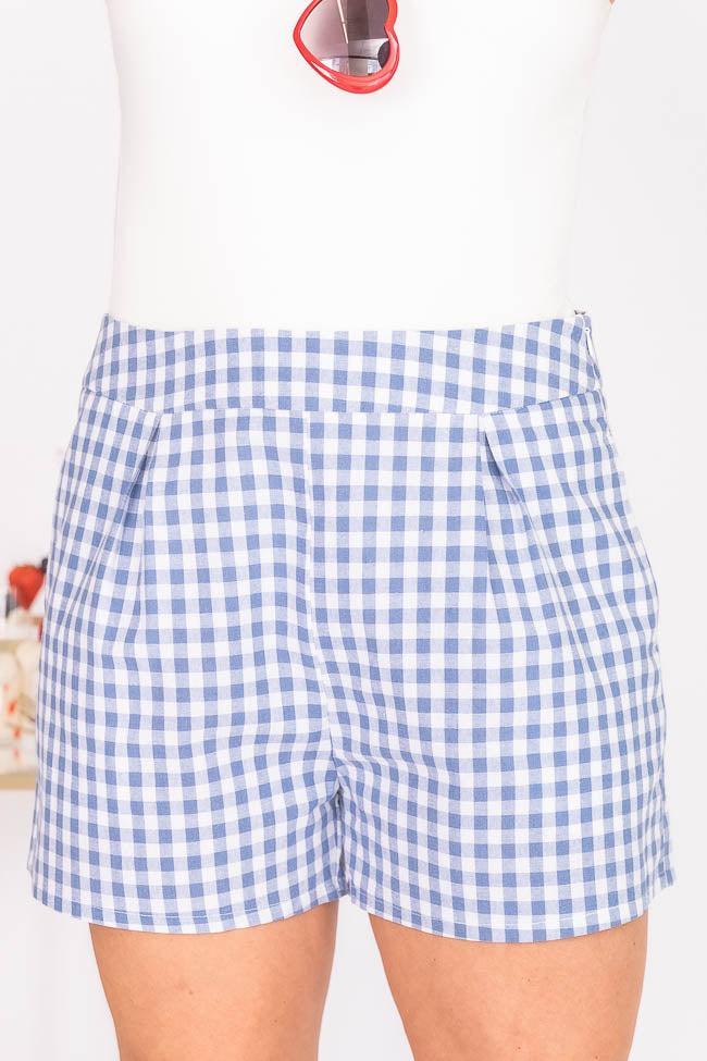 Conscious Reason Blue Gingham Shorts FINAL SALE Product Image