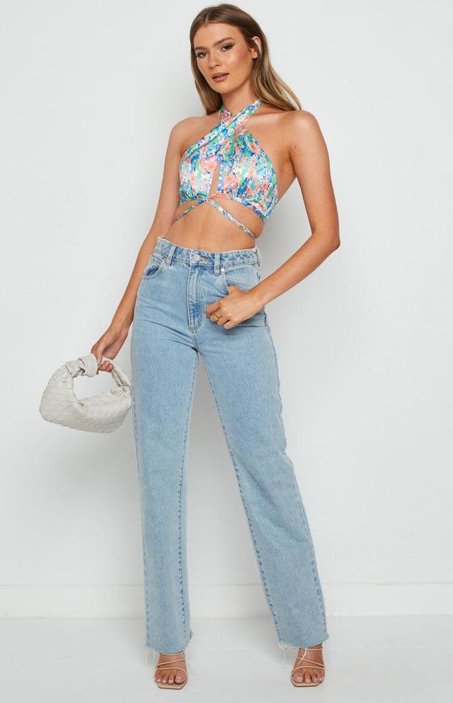 Aubrey Blue Printed Halter Top Product Image