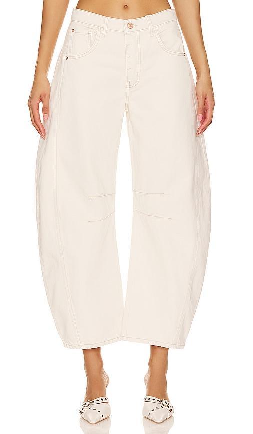 Free People x We The Free Good Luck Mid Rise Barrel in Cream. - size 26 (also in 27, 28, 29, 30, 31, 32) Product Image