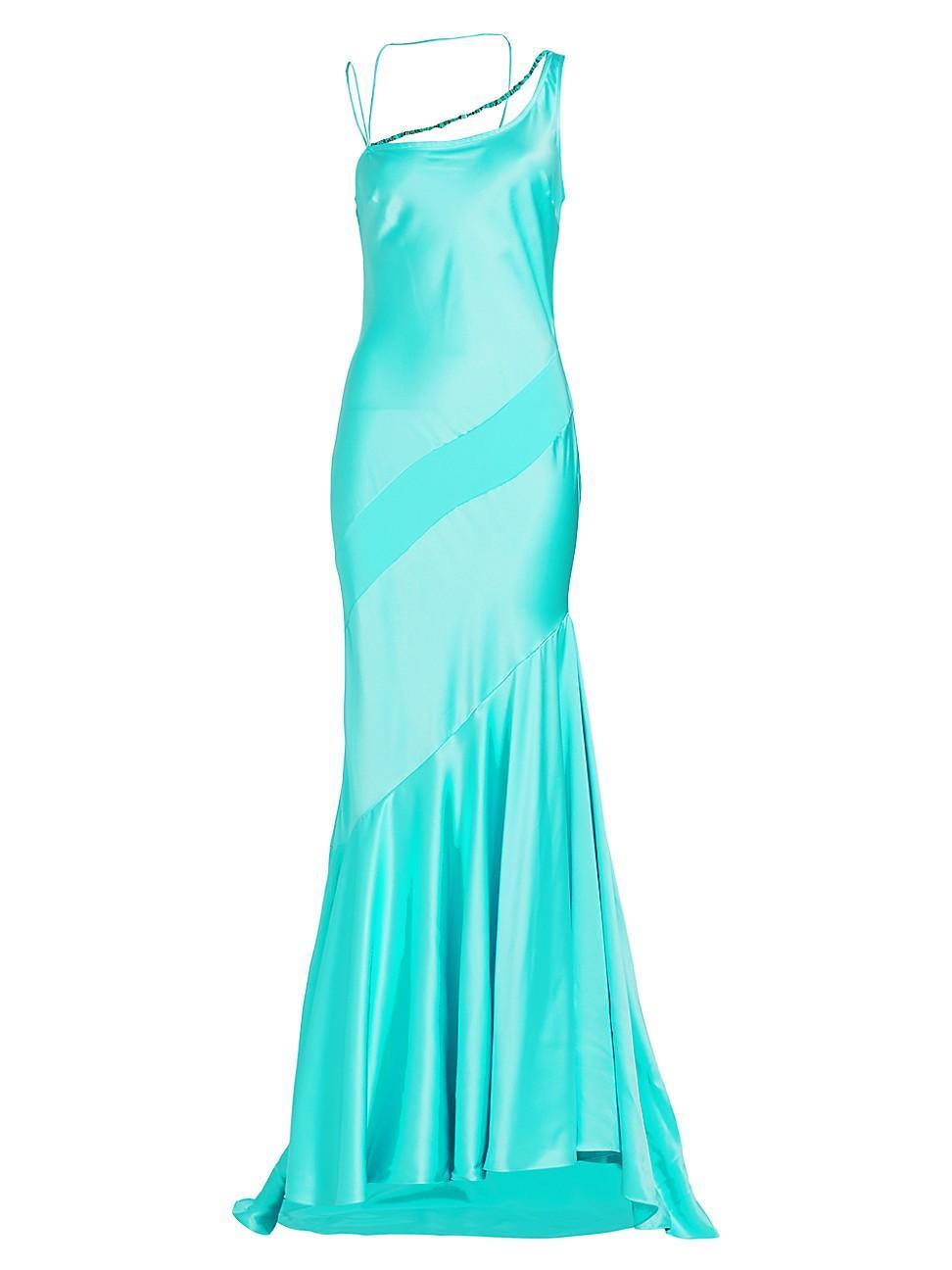 Womens Beaded Silk Bias-Cut Gown Product Image