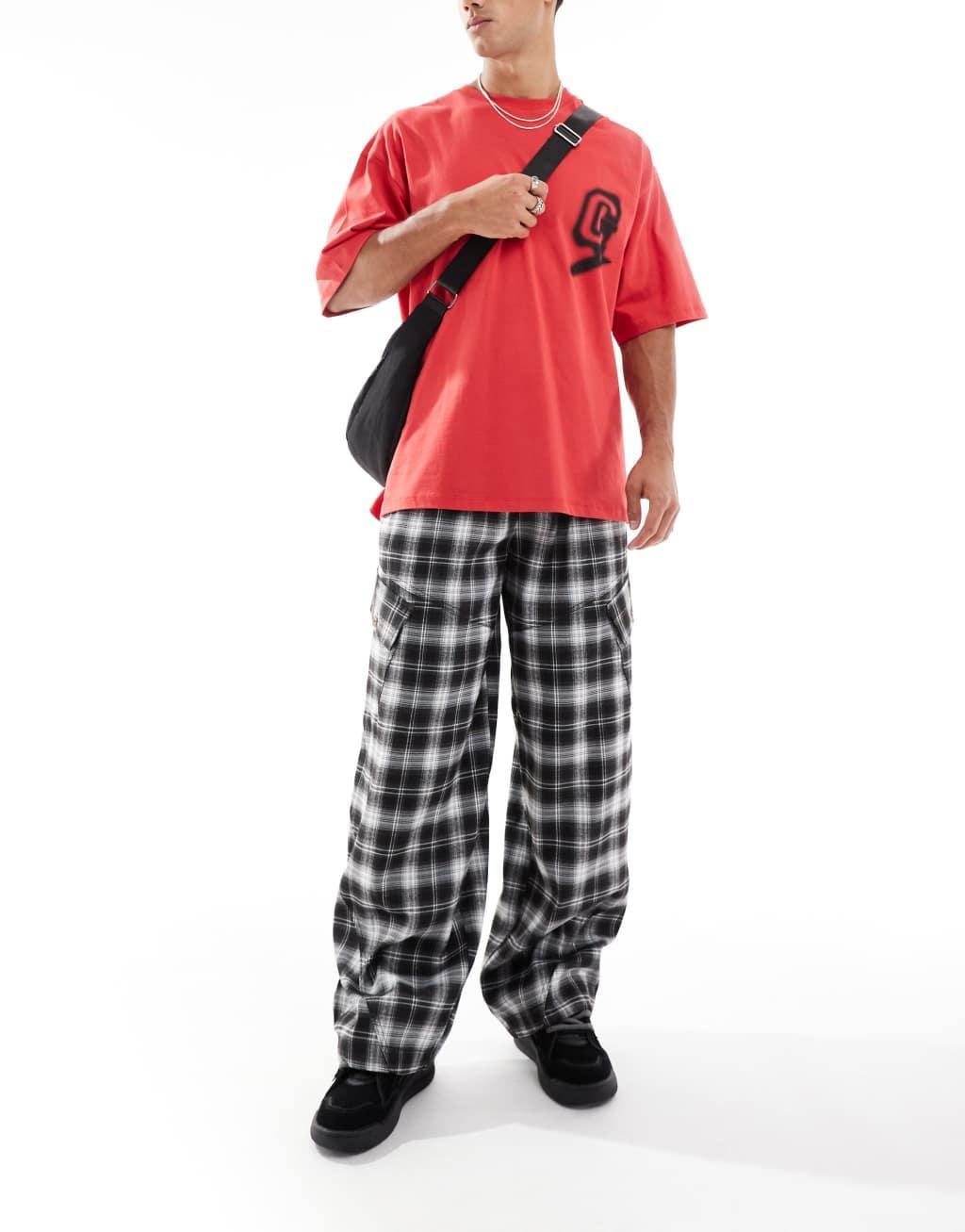 COLLUSION baggy pants in gray shadow plaid Product Image