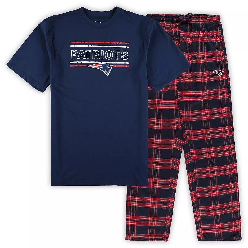 Mens Concepts Sport /Red New England Patriots Big & Tall Flannel Sleep Set Blue Product Image