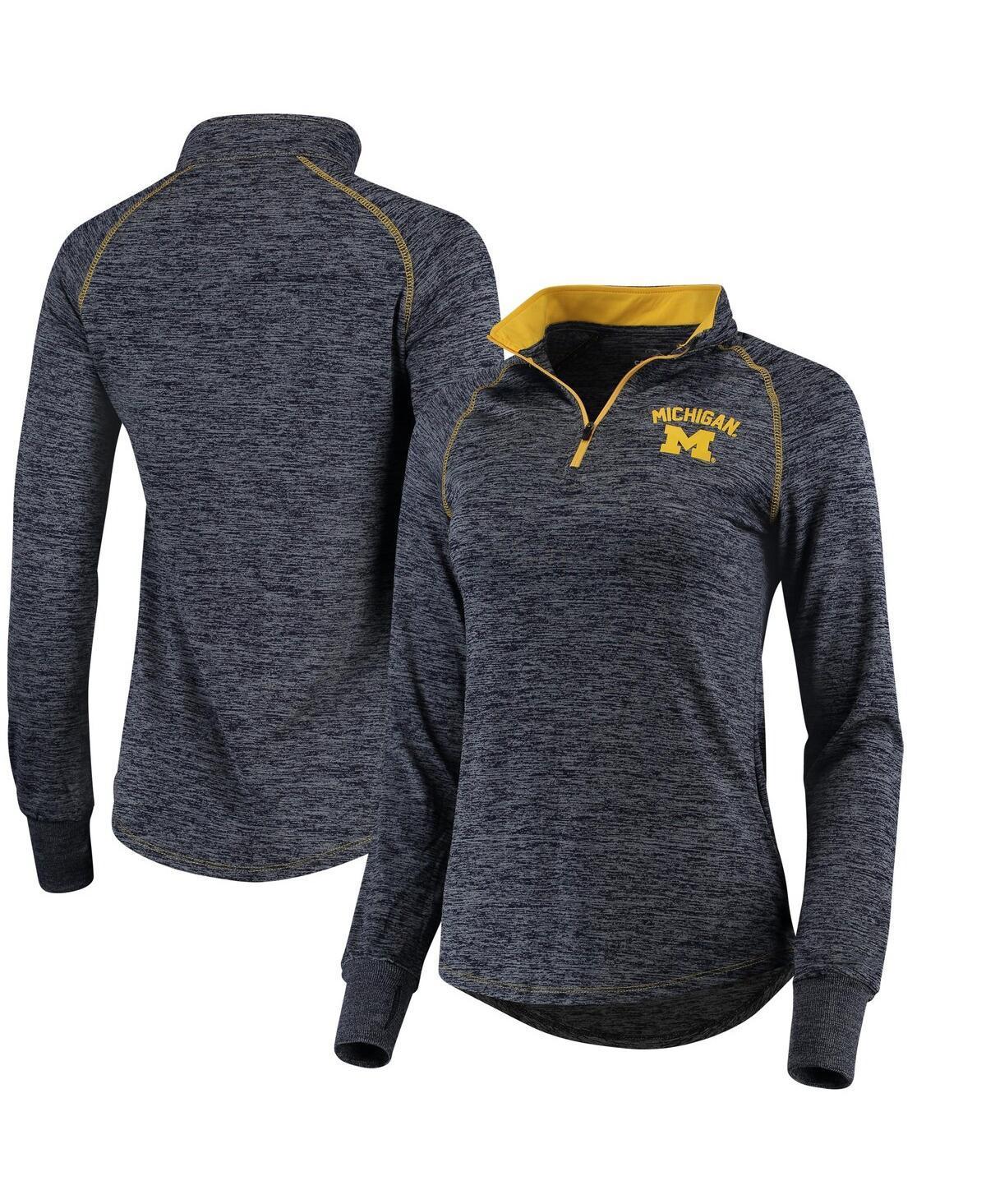 Womens Colosseum Michigan Wolverines Bikram Lightweight Fitted Quarter-Zip Long Sleeve Top Blue Product Image