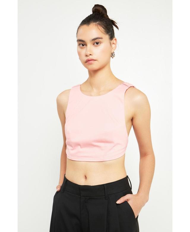 Grey Lab Womens Elastic Band Open Back Crop Top Product Image