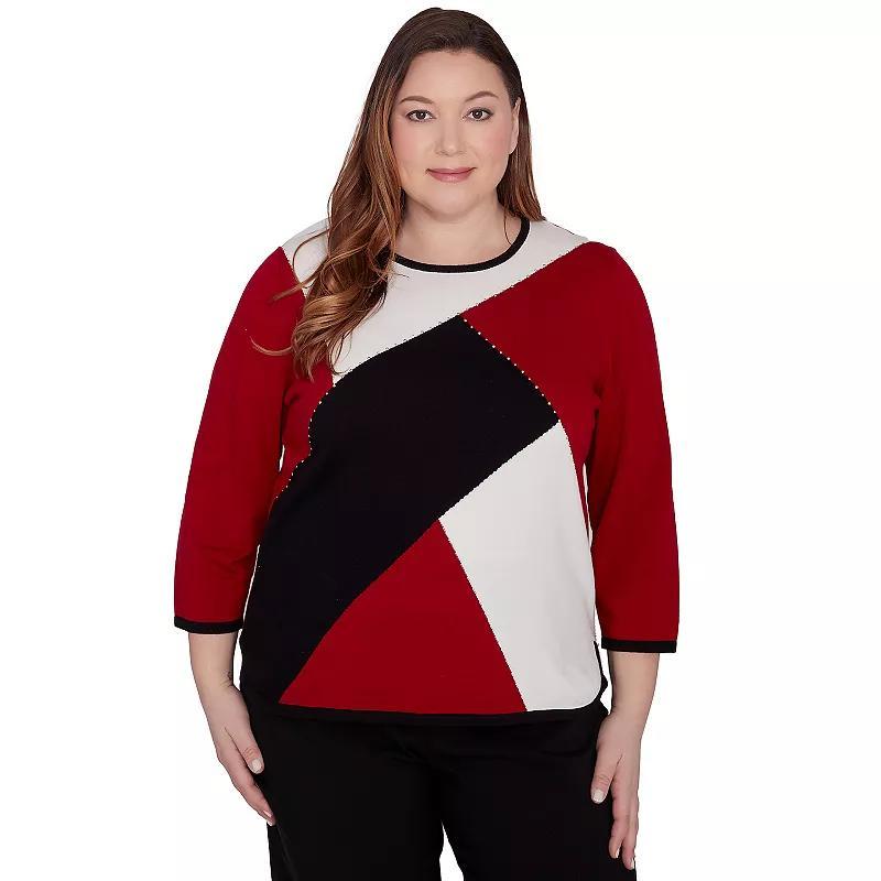 Plus Size Alfred Dunner Colorblock Beaded Top, Womens Product Image