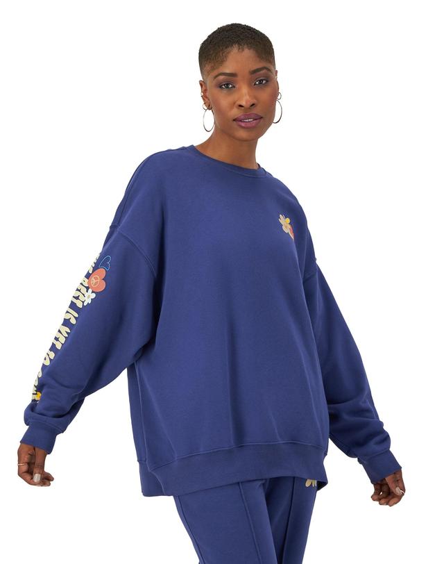 Womens Champion Classic Fleece Oversized Crewneck Sweatshirt, The Best Is Yet To Come Graphic Blown Glass Blue XS/S Product Image