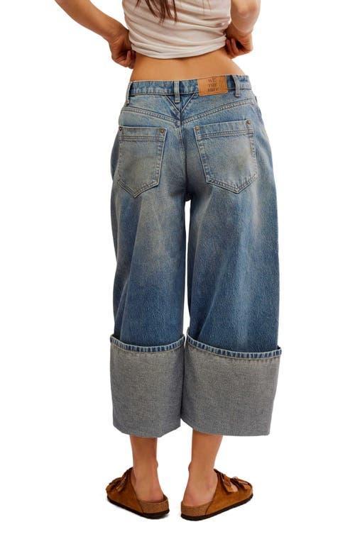 Olsen Distressed Cuffed Crop Barrel Leg Jeans In Daily Driver Product Image