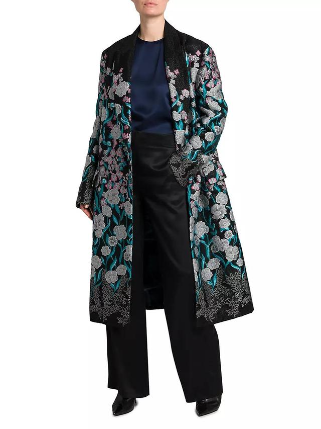 Floral Embroidered Long Peacoat Product Image