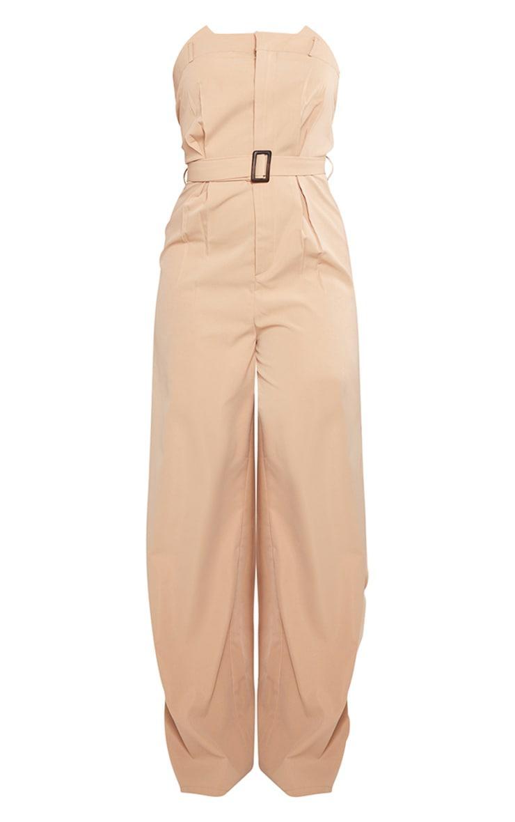 Stone Woven Belted Bandeau Wide Leg Jumpsuit Product Image