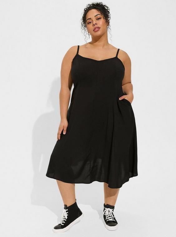 Midi Challis Sleeveless Trapeze Dress Product Image