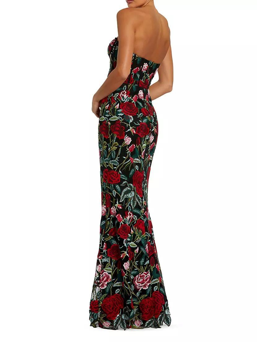 Floral Embroidered Bustier Column Gown Product Image