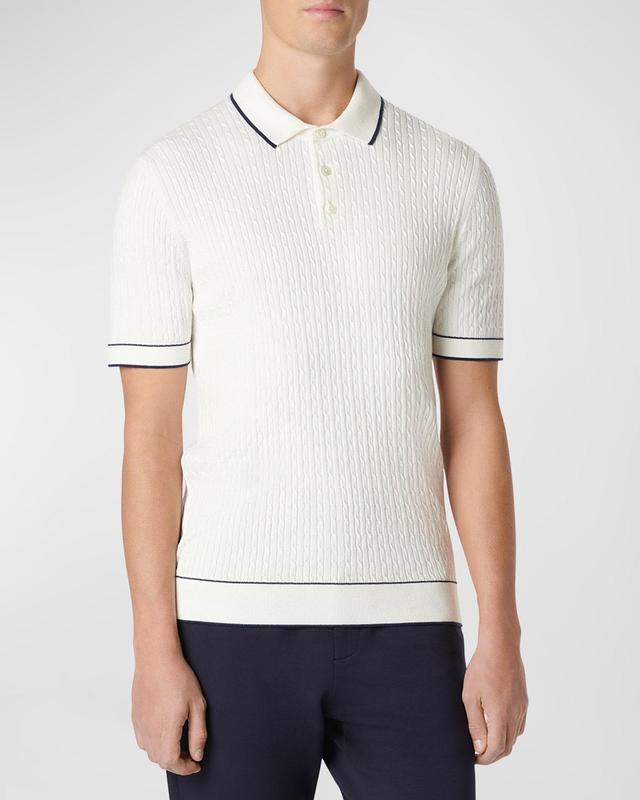 Mens Cable-Knit Polo Sweater Product Image