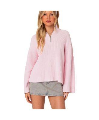 Edikted Amour High Neck Oversized Zip Sweater Product Image