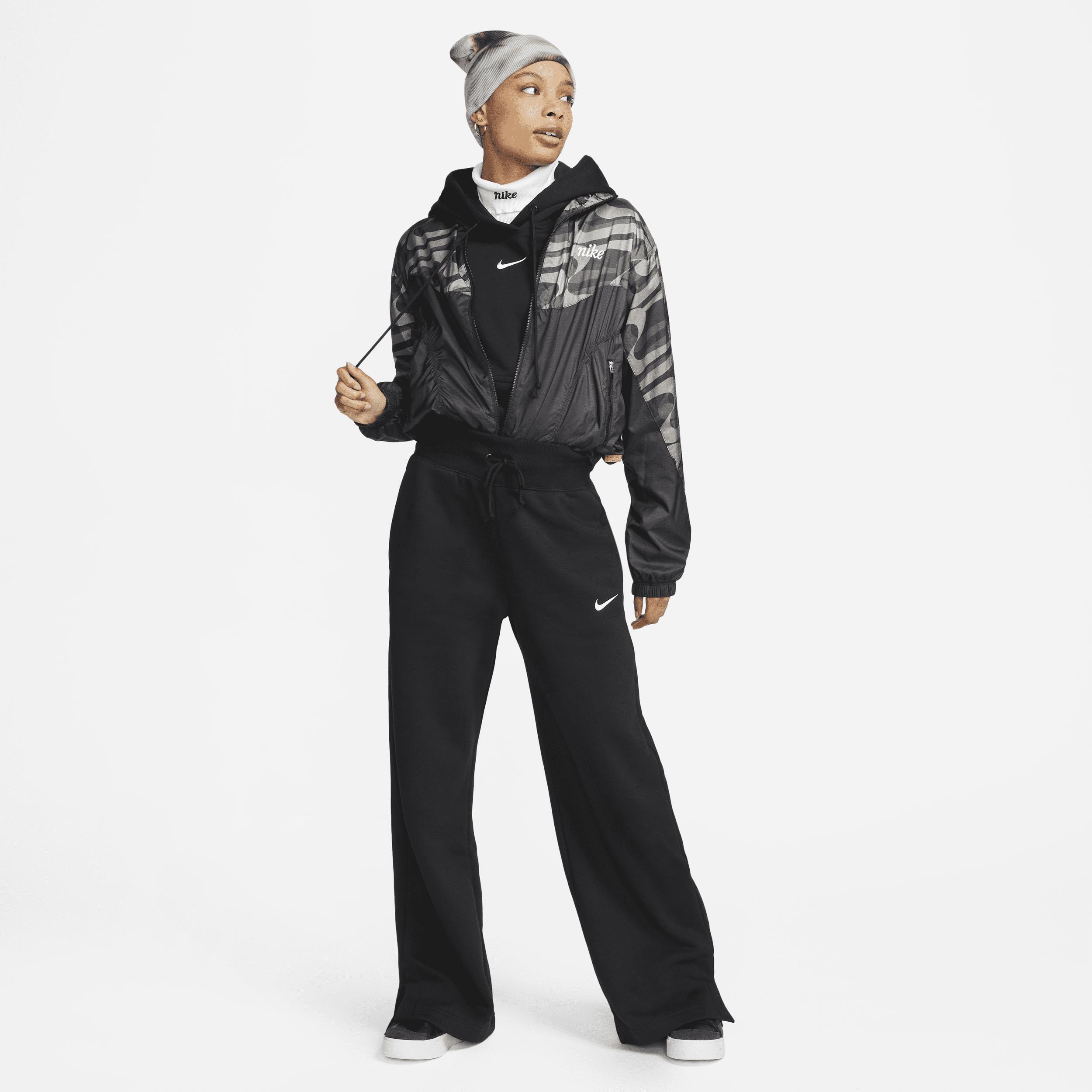 Nike Womens Nike Phoenix High Rise Wide Pants - Womens Black/White Product Image