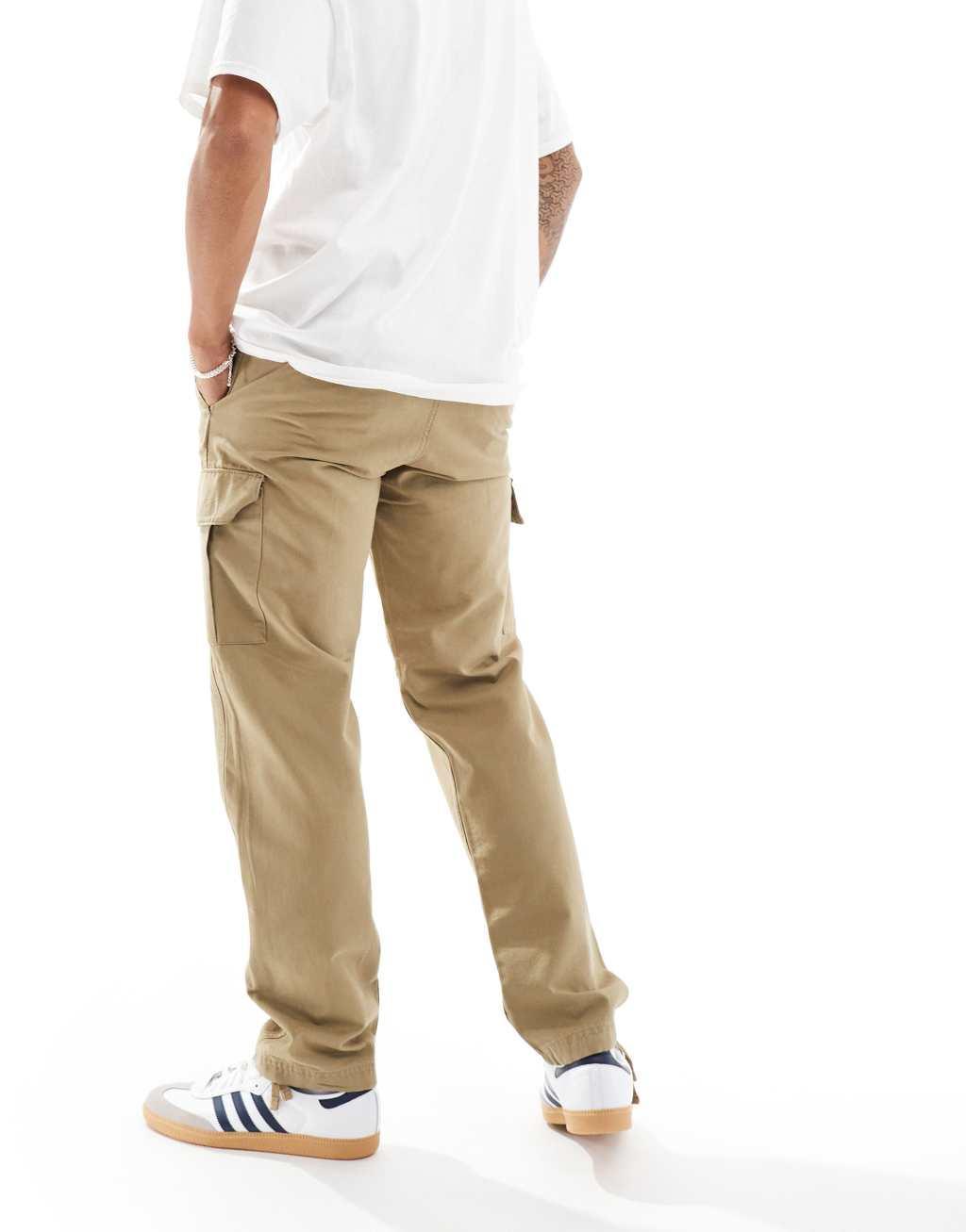 Jack & Jones loose fit cargo pants in beige Product Image