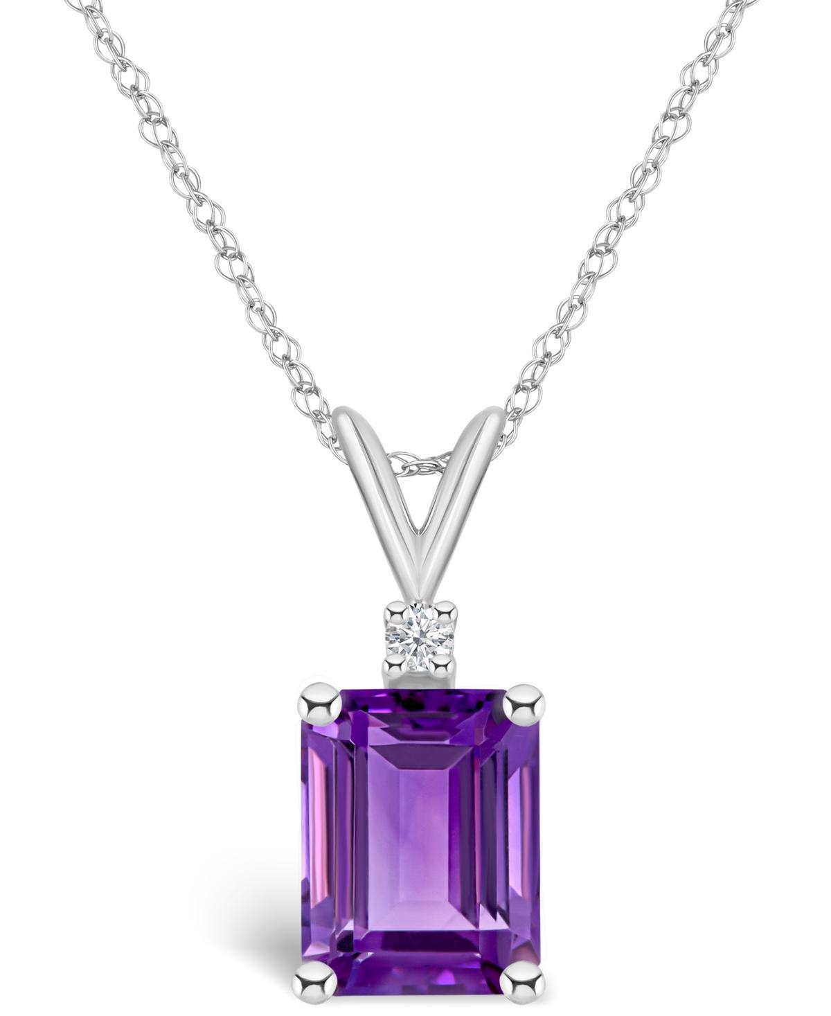 Belk & Co 14K Gold 9X7 Emerald Cut Amethyst Diamond Accent Pendant Product Image