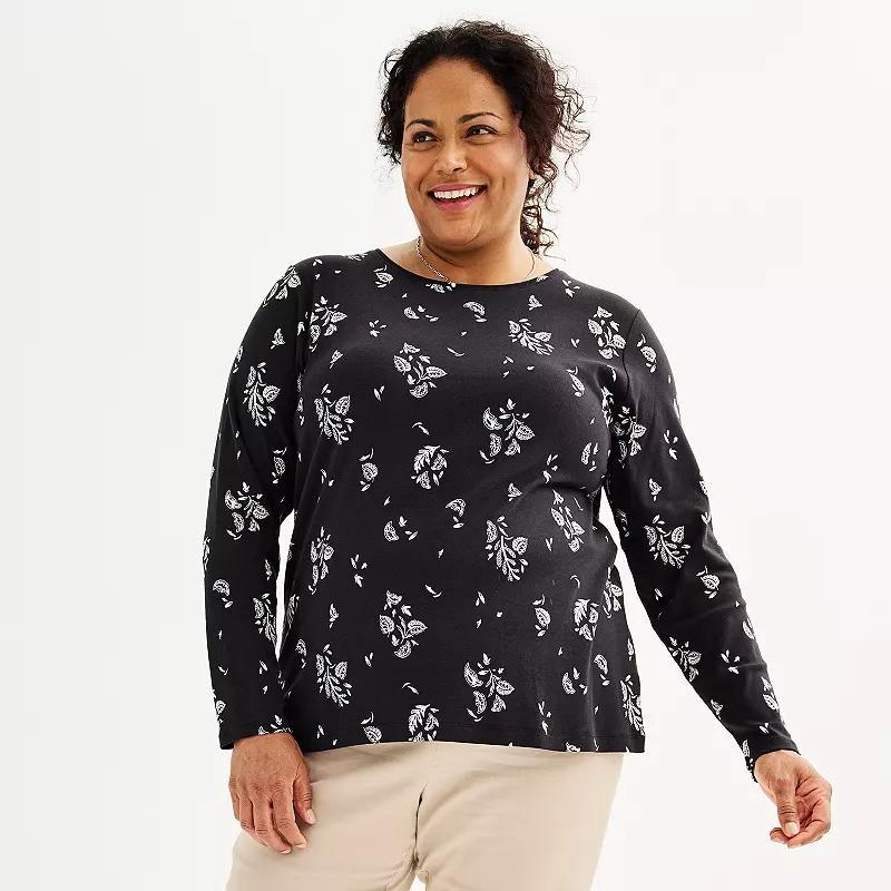 Plus Size Croft & Barrow Essential Crewneck Long Sleeve Tee, Womens Product Image