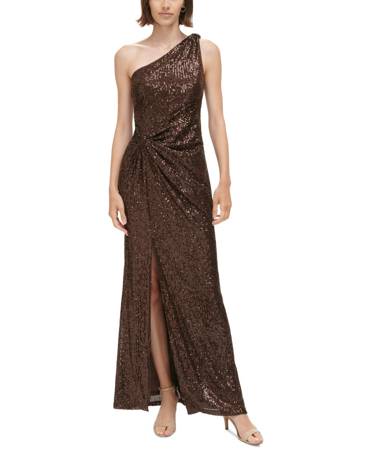 Eliza J Sequined One Shoulder Gown Product Image