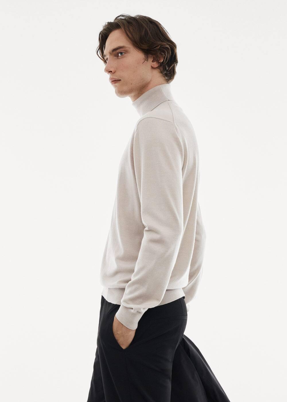 MANGO MAN - 100% merino wool turtleneck sweater light/pastel greyMen Product Image