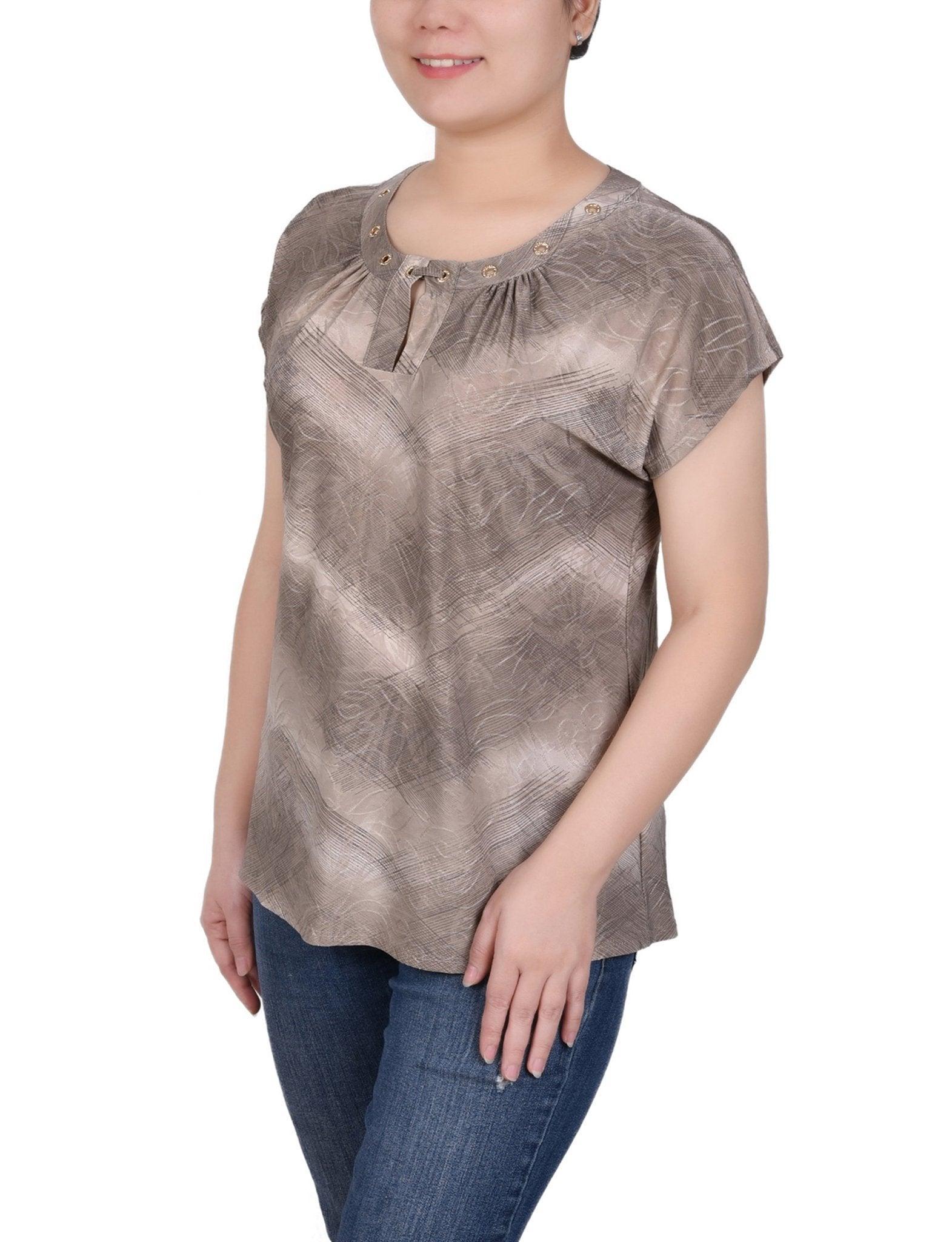 Extended Sleeve Top With Grommets - Petite Product Image